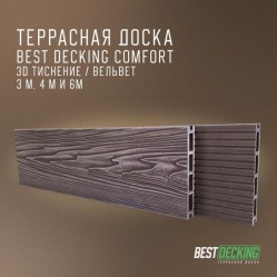 Террасная доска из ДПК Бест декинг (Best decking) комфорт 3D Тиснение/вельвет цвет: Венги