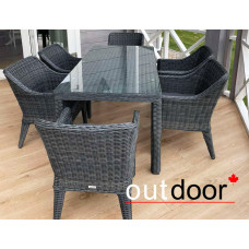 Комплект мебели из ротанга OUTDOOR Марокко (стол, 6 стульев), узкое плетение, графит