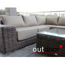 Комплект мебели из ротанга OUTDOOR Санторини (угловой диван, стол), широкое плетение, коричневый Комплект мебели из ротанга OUTDOOR Санторини (угловой диван, стол), широкое плетение, коричневый