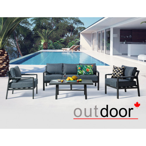Комплект мебели OUTDOOR Торонто (3-местный диван, 2 кресла, стол), графит